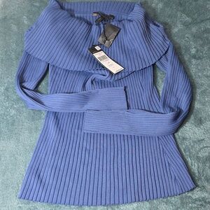 BCBGMaxAzria Blue Ribbed Sweater